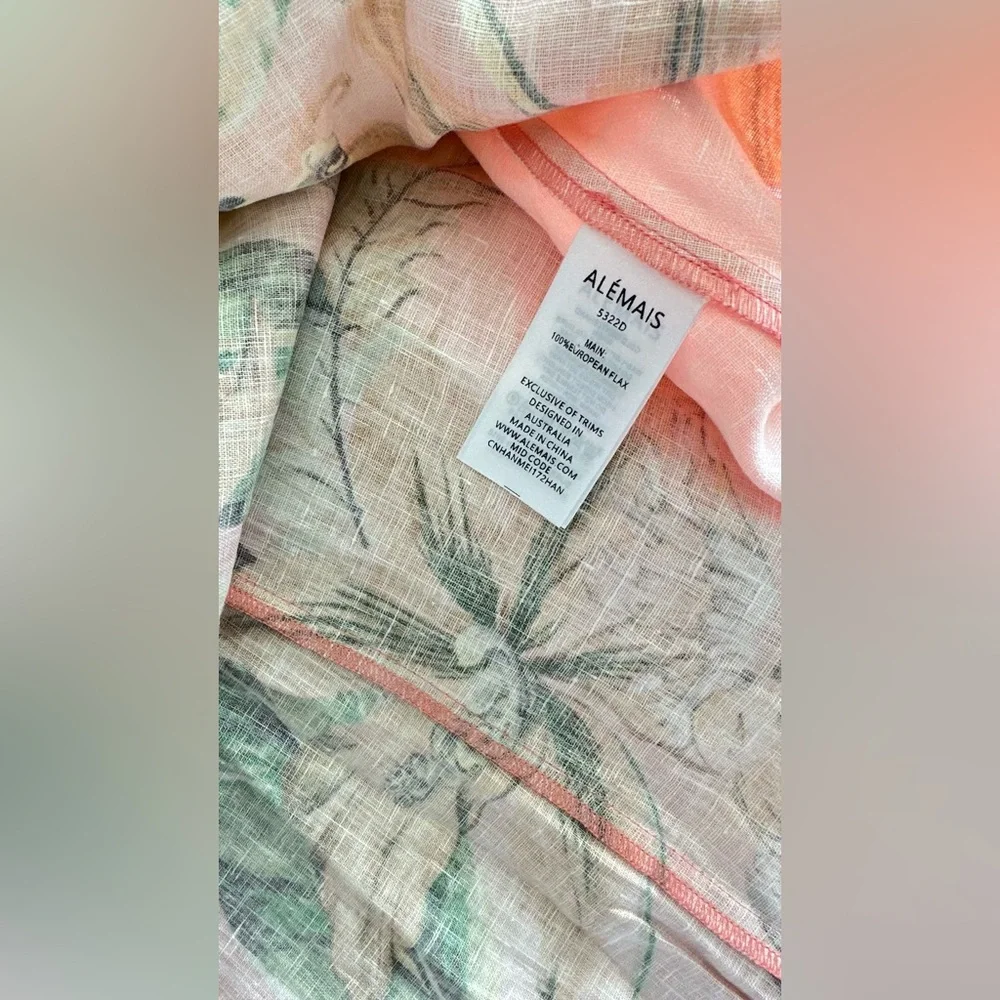 ALEMAIS Anika floral linen Coral Maxi Dress - Picture 8 of 8